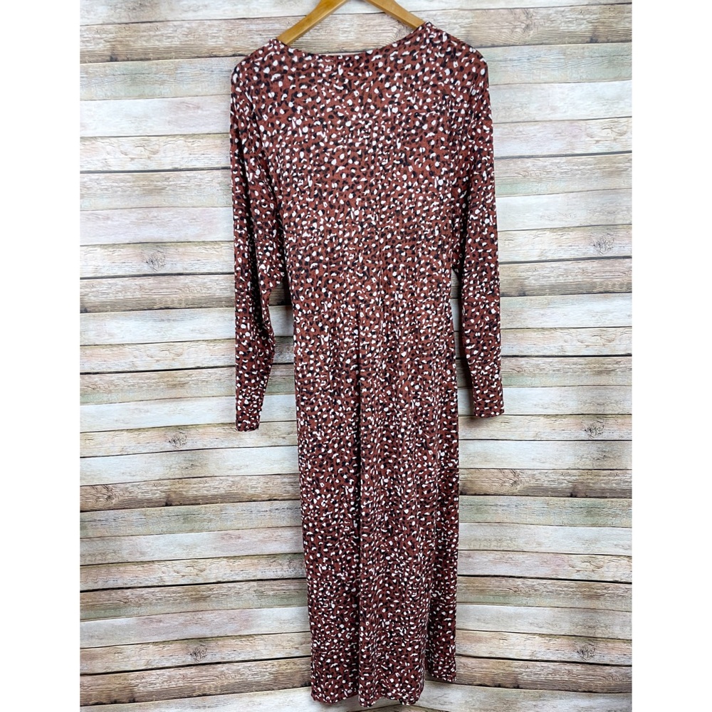 Eloquii Leopard Print Ribbed Tie Waist Midi Dress Size 18/20 - Picture 8 of 9